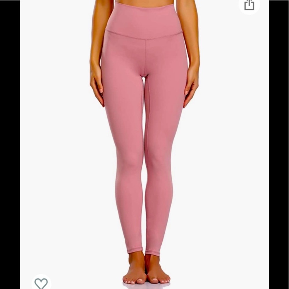 Stori. High rise dusty pink mesh detail leggings 6